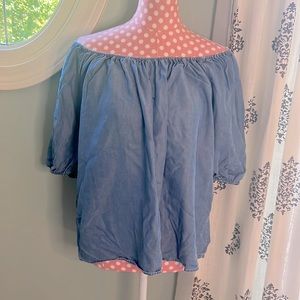 LOFT Chambray Blouse Size L